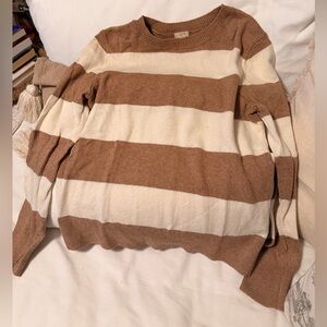 J crew Striped Brown and Cream Women's Sweater